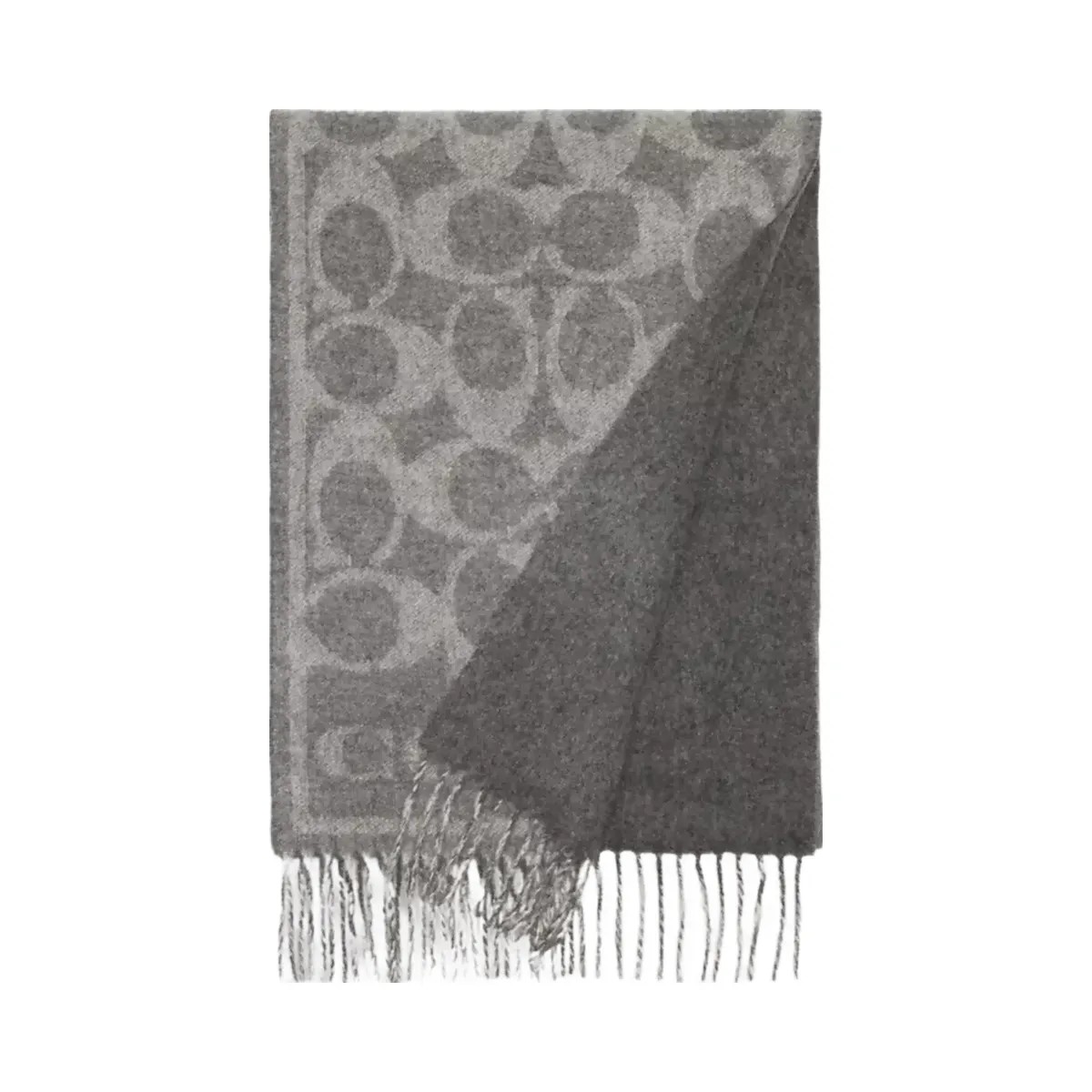 Coach Reversible Signature Cashmere Muffler in Dove Grey - HypeFly India View 1