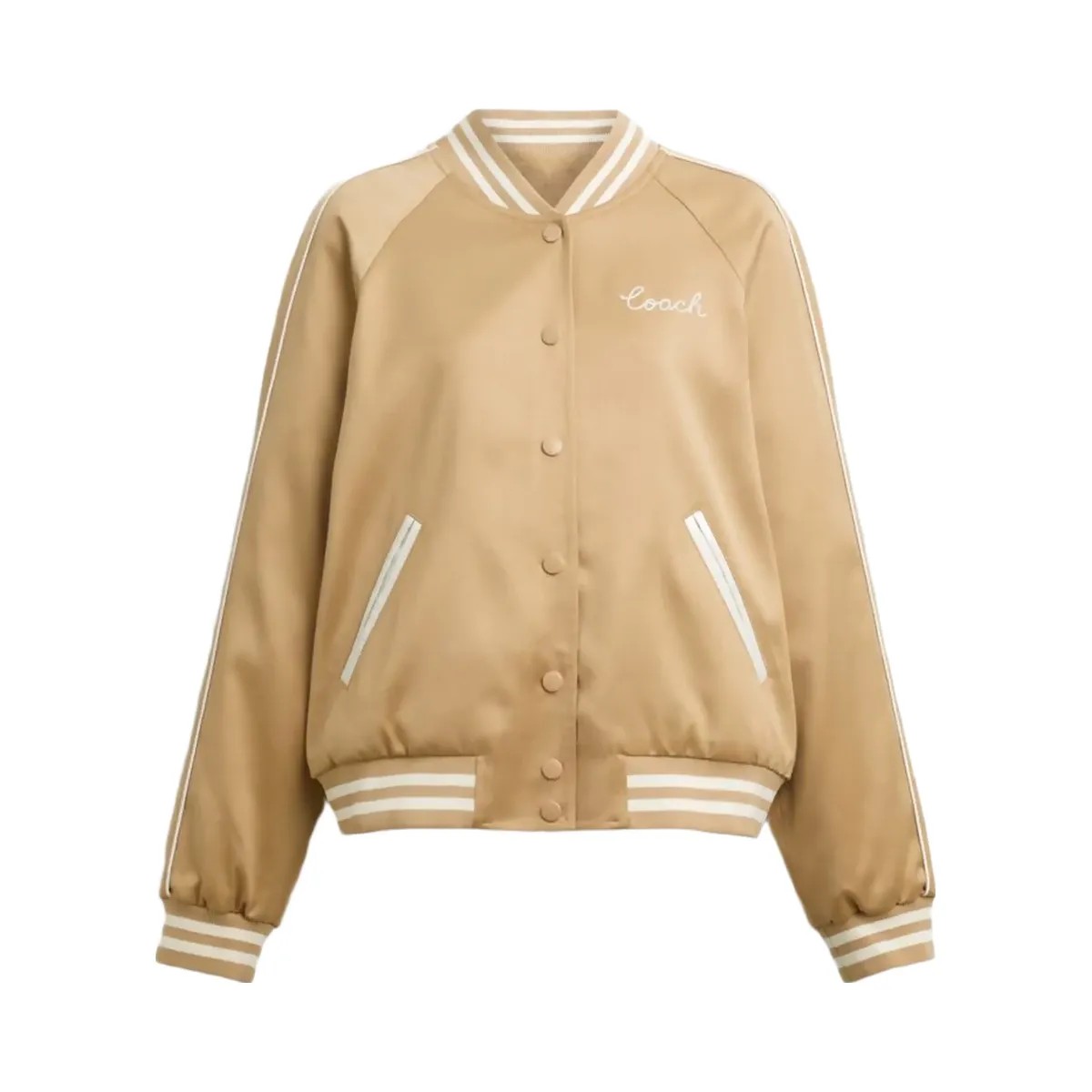 Coach Reversible Signature Souvenir Varsity Jacket Beige - HypeFly India View 1