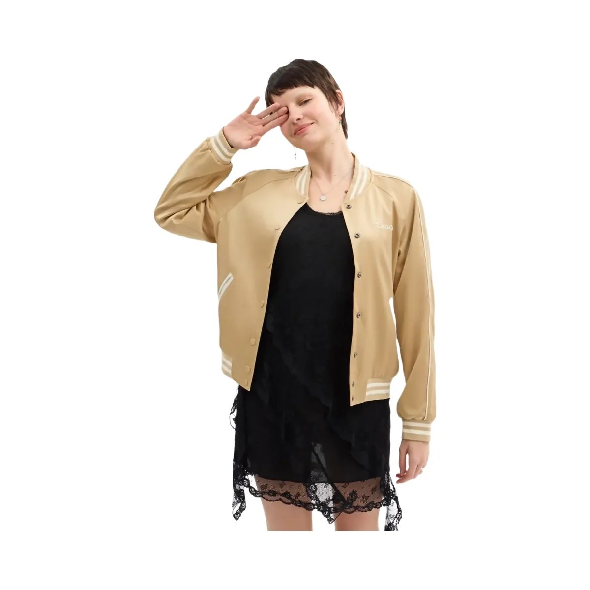 Coach Reversible Signature Souvenir Varsity Jacket Beige - HypeFly India View 2
