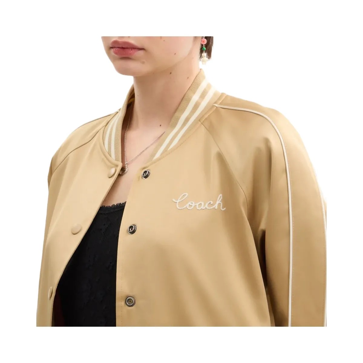 Coach Reversible Signature Souvenir Varsity Jacket Beige - HypeFly India View 6