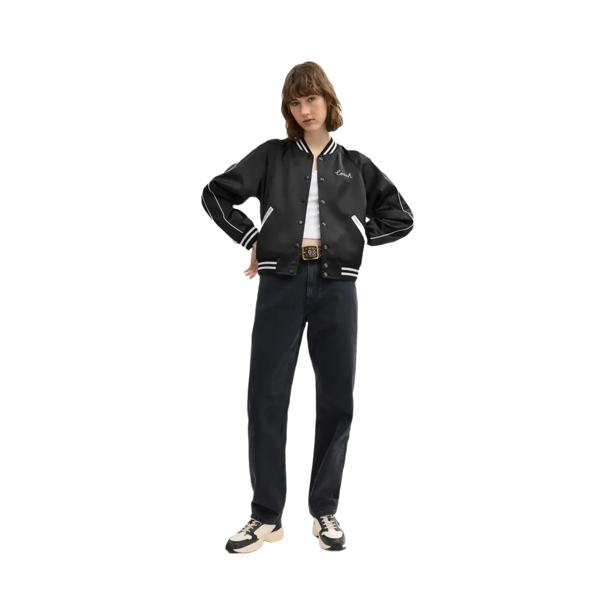 Coach Reversible Signature Souvenir Varsity Jacket Black - HypeFly India View 2