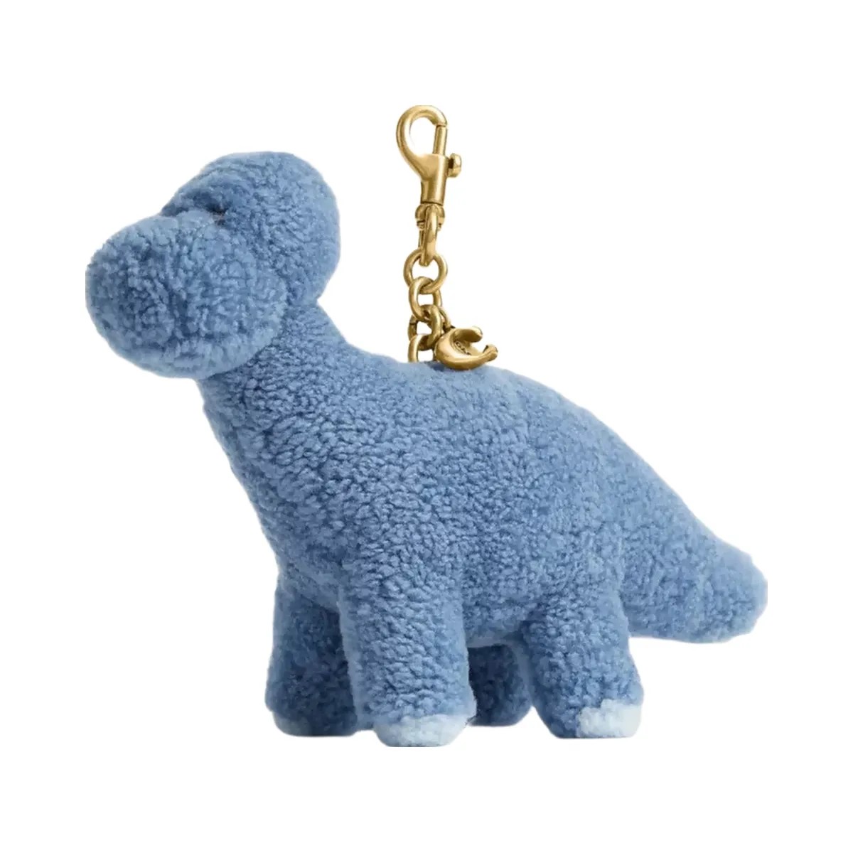 Coach Rexy 10th Birthday Buddy Dinosaur Bag Charm In Shearling in Brass Blue Multi - HypeFly India View 1