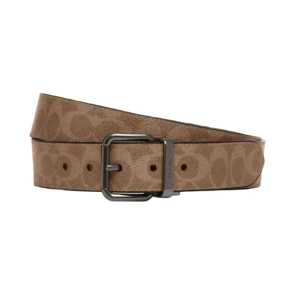 Coach Roller Buckle Cut-To-Size Reversible Belt, 38 Mm in Gunmetal Tan Charcoal - HypeFly India View 1