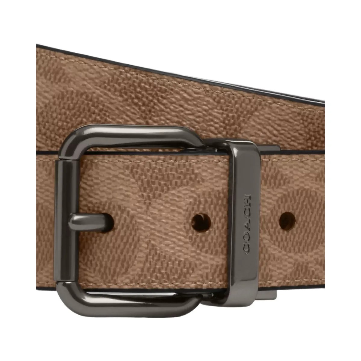 Coach Roller Buckle Cut-To-Size Reversible Belt, 38 Mm in Gunmetal Tan Charcoal - HypeFly India View 3