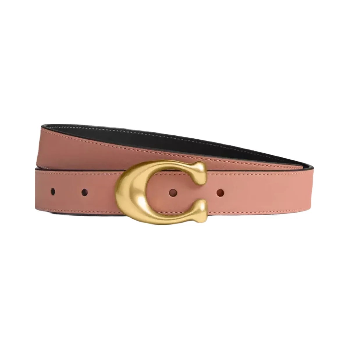 Coach Sculpted C Buckle Reversible Belt, 25 Mm in Brass Melon Black - HypeFly India View 1