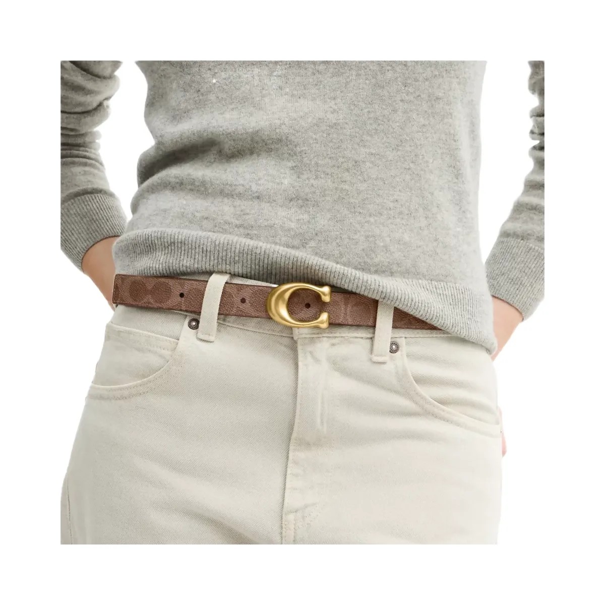 Coach Sculpted C Buckle Reversible Belt, 25 Mm in Brass Tan Caramel - HypeFly India View 3