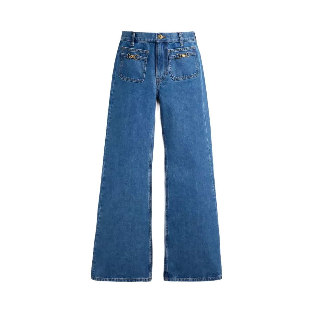 Coach Sculpted C Denim Pants In Organic Cotton in Medium Blue - HypeFly India View 1