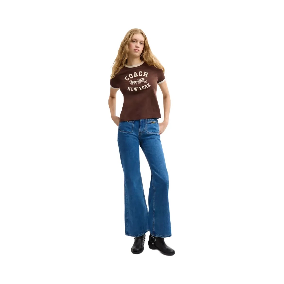 Coach Sculpted C Denim Pants In Organic Cotton in Medium Blue - HypeFly India View 2