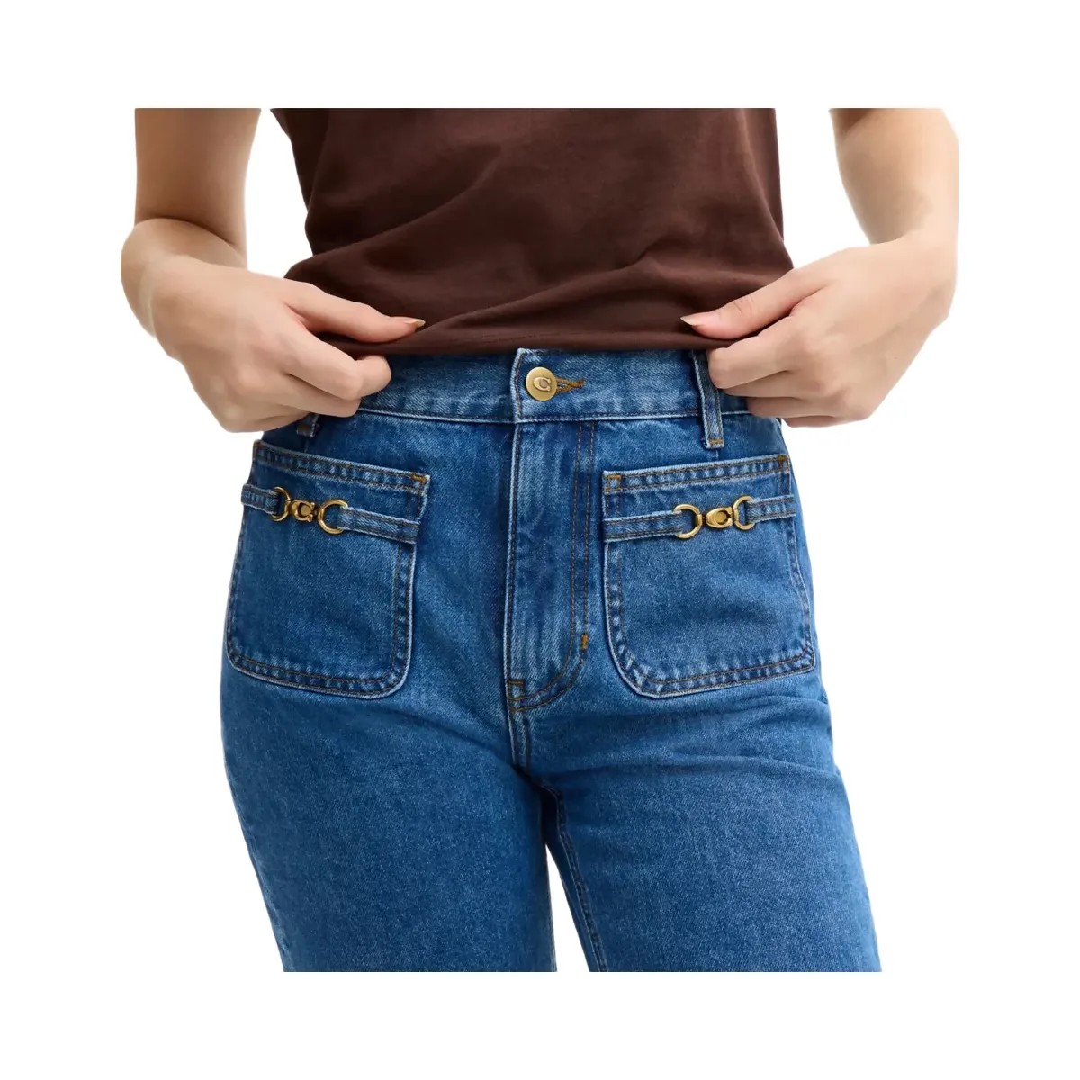 Coach Sculpted C Denim Pants In Organic Cotton in Medium Blue - HypeFly India View 4