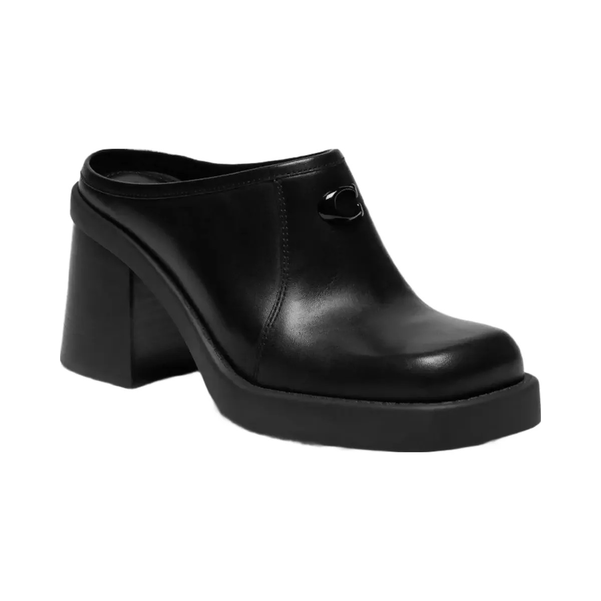 Coach Sculpted C Heeled Mule in Black - HypeFly India View 1