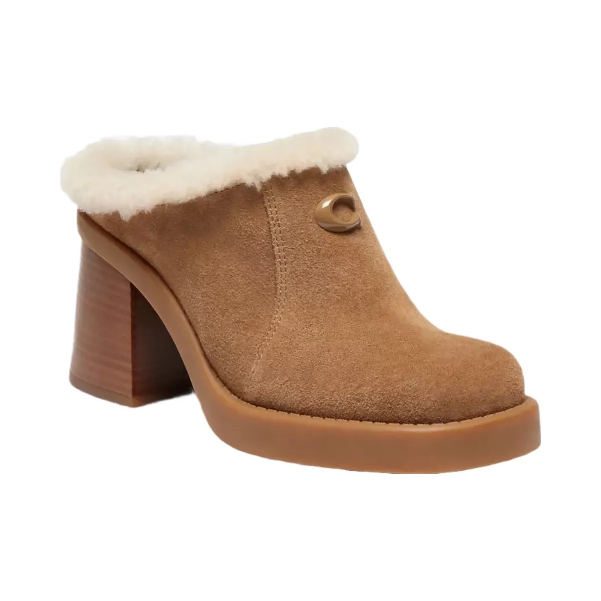 Coach Sculpted C Heeled Mule in Coconut Natural - HypeFly India View 1