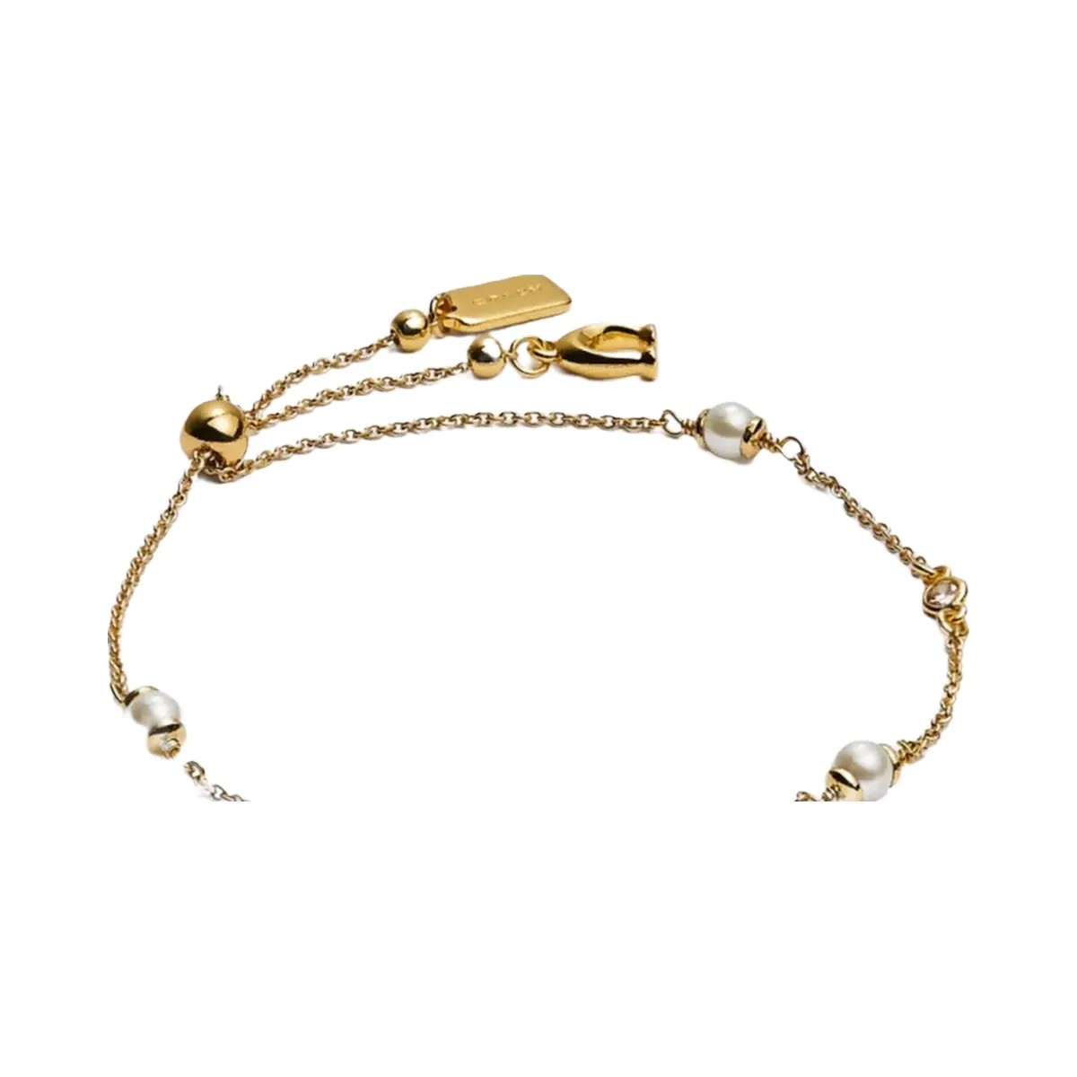 Coach Sculpted C Pearl Slider Bracelet in Gold - HypeFly India View 1
