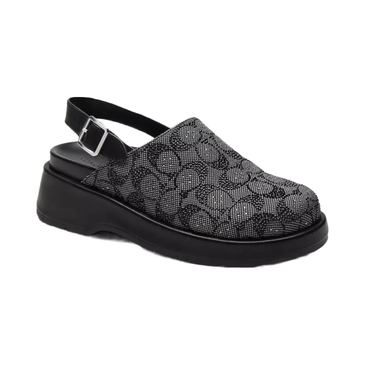 Coach Sculpted C Platform Clog In Crystal Signature Jacquard in Black - HypeFly India View 1