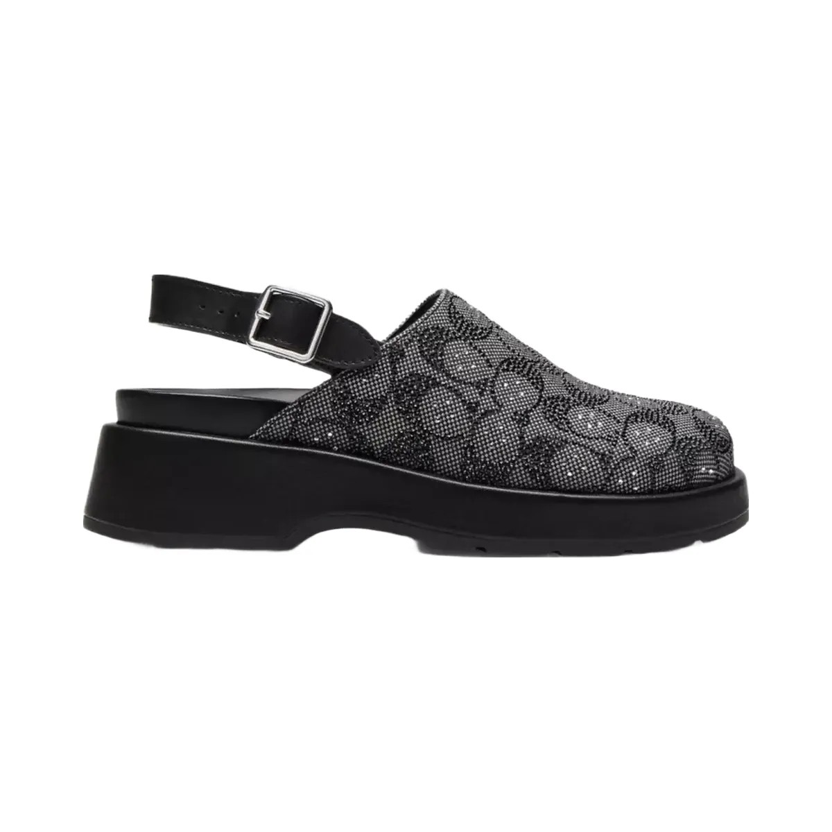 Coach Sculpted C Platform Clog In Crystal Signature Jacquard in Black - HypeFly India View 2