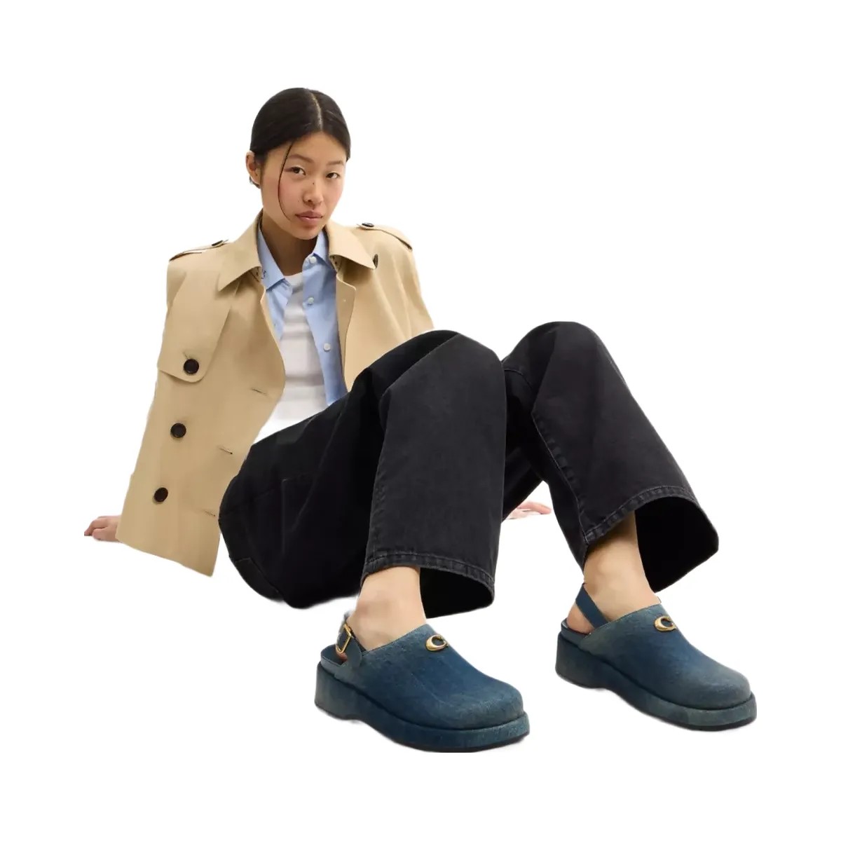 Coach Sculpted C Platform Clog In Loved Denim in Dark Indigo - HypeFly India View 6