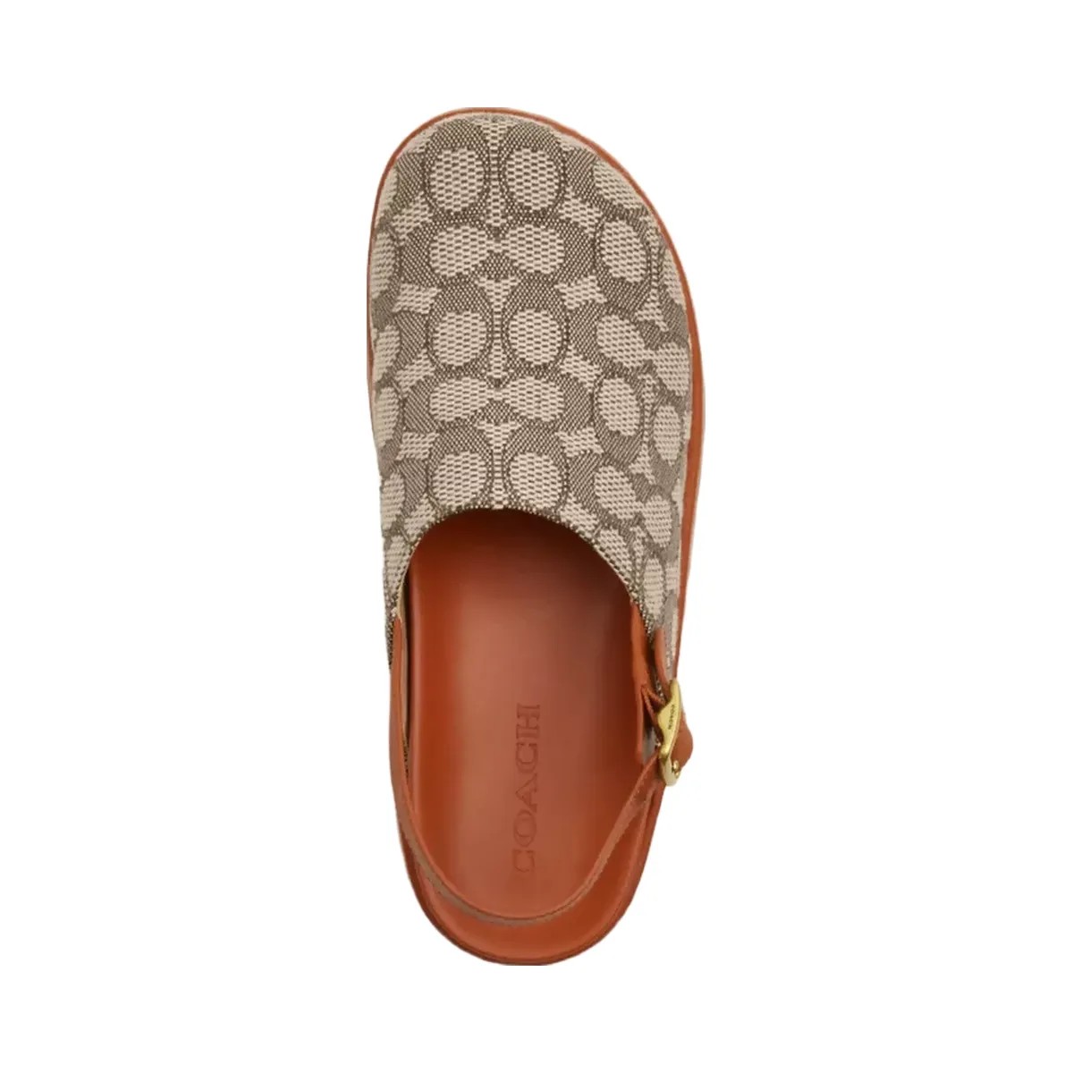 Coach Sculpted C Platform Clog In Signature Textile Jacquard in Cocoa Burnished Amber - HypeFly India View 3