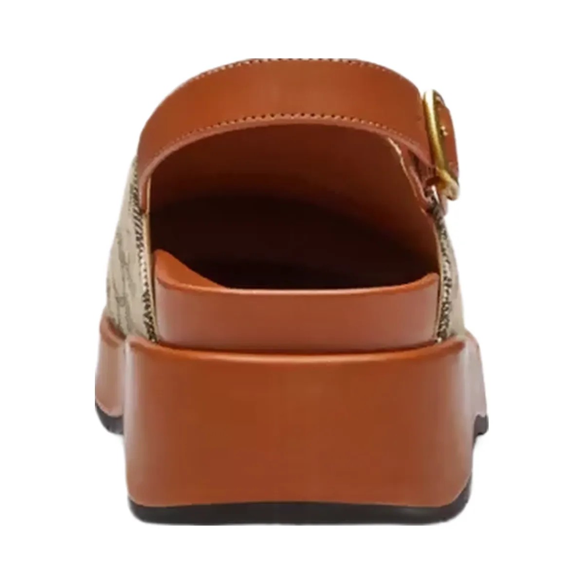Coach Sculpted C Platform Clog In Signature Textile Jacquard in Cocoa Burnished Amber - HypeFly India View 4