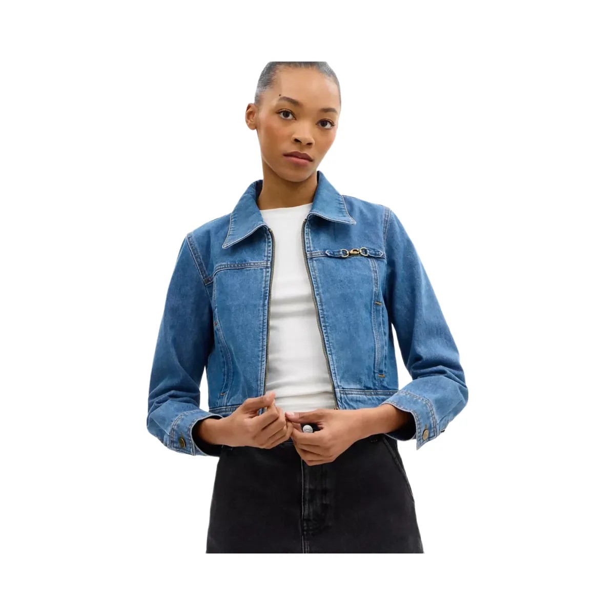 Coach Sculpted C Shrunken Denim Jacket In Organic Cotton in Medium Blue - HypeFly India View 2