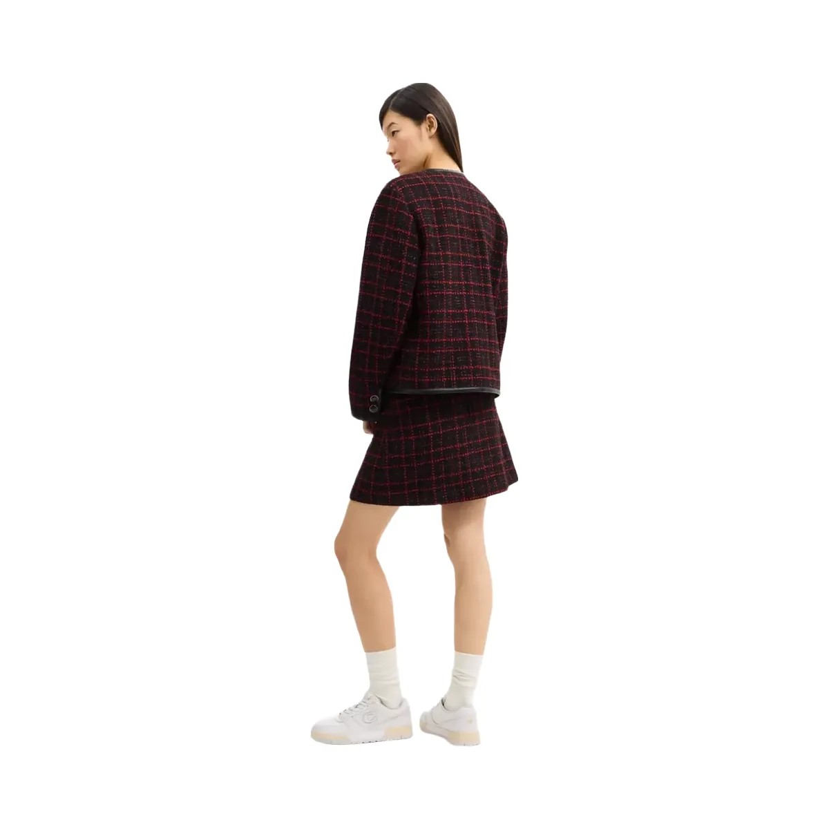 Coach Sculpted C Tweed Skirt in Red Black - HypeFly India View 4