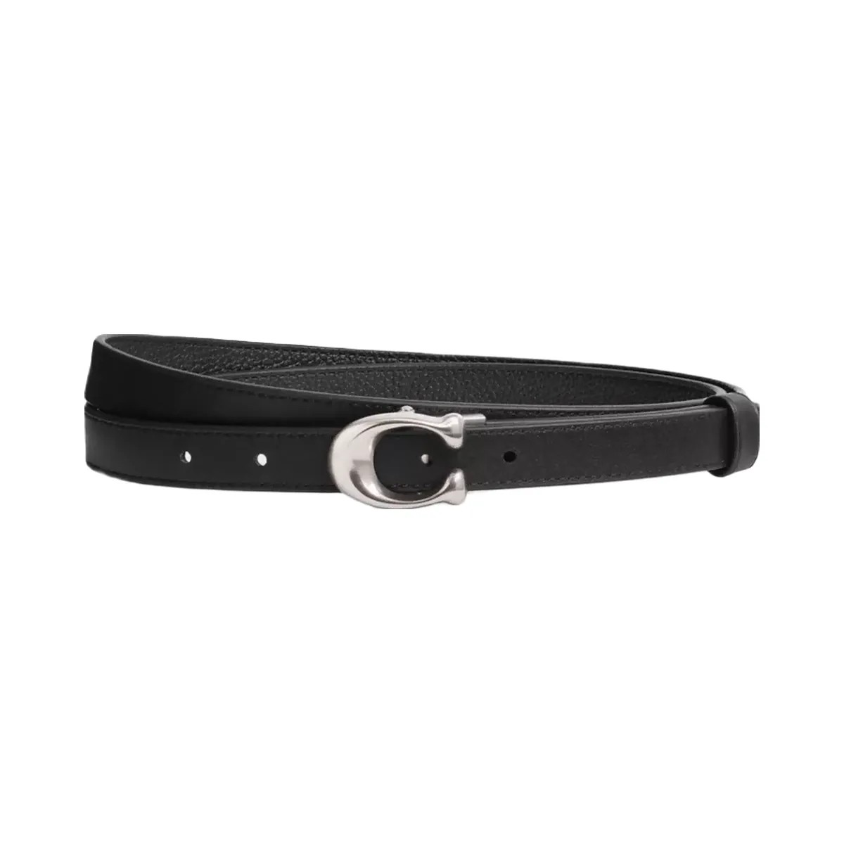 Coach Sculpted Signature Buckle Reversible Belt, 20 Mm in Silver Black - HypeFly India View 1