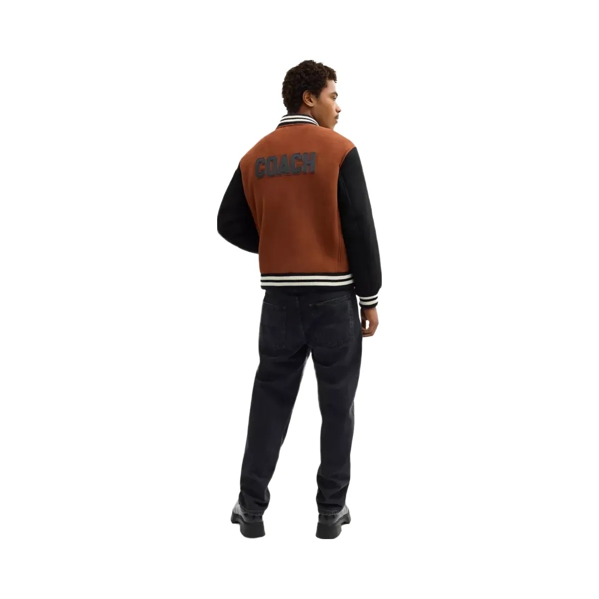 Coach Shearling Varsity Jacket in Brown - HypeFly India View 3