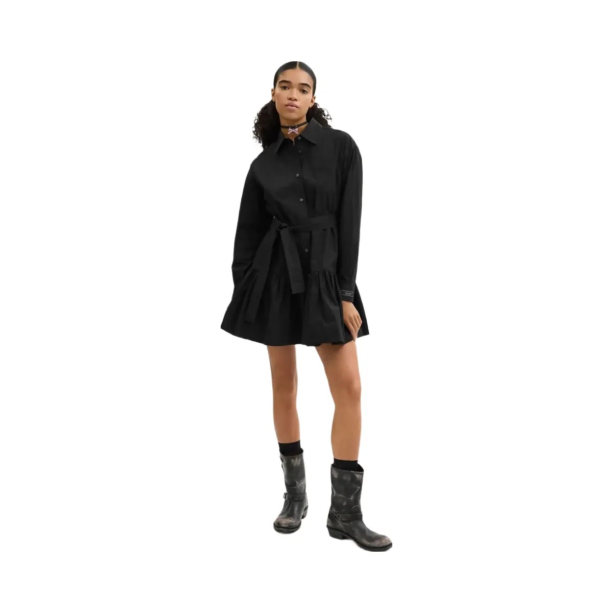 Coach Shirt Dress In Organic Cotton Black - HypeFly India View 2