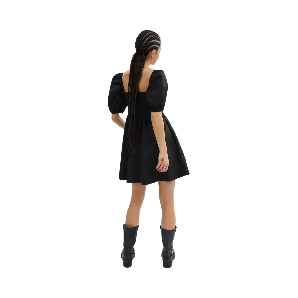 Coach Short Dress With Puff Sleeves In Organic Cotton Black - HypeFly India View 3
