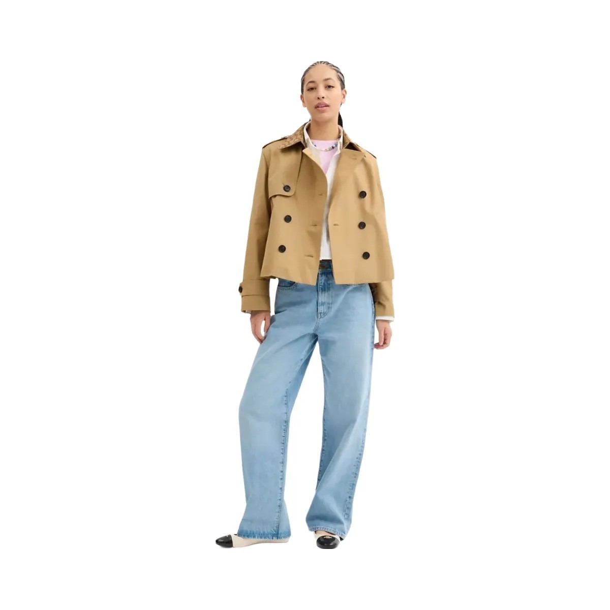 Coach Short Trench Coat With Signature Collar Khaki - HypeFly India View 2