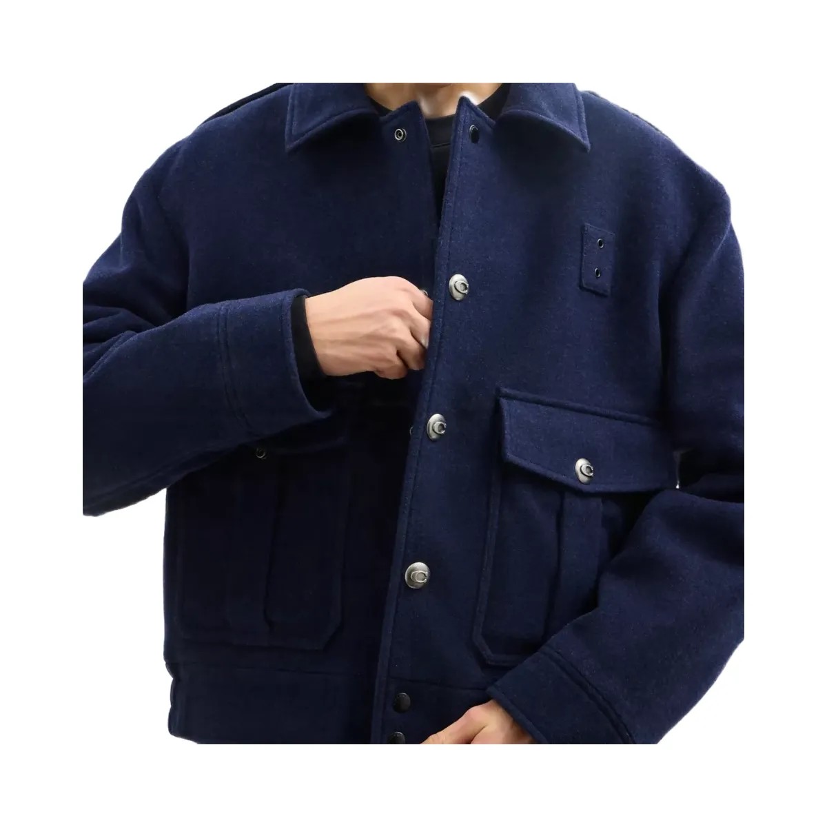 Coach Short Wool Jacket in Navy Blue - HypeFly India View 4