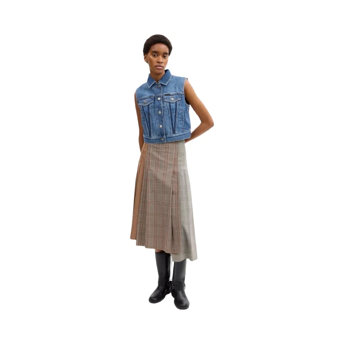Coach Shrunken Denim Workwear Vest in Blue - HypeFly India View 2