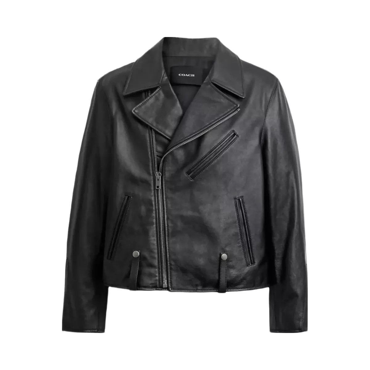 Coach Shrunken Leather Biker Jacket in Black - HypeFly India View 1