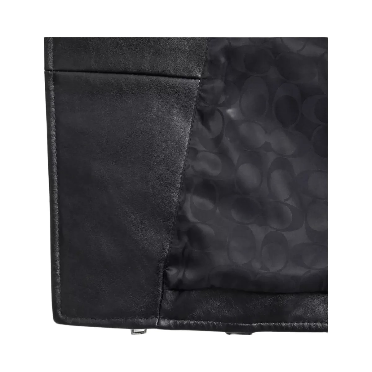 Coach Shrunken Leather Biker Jacket in Black - HypeFly India View 2