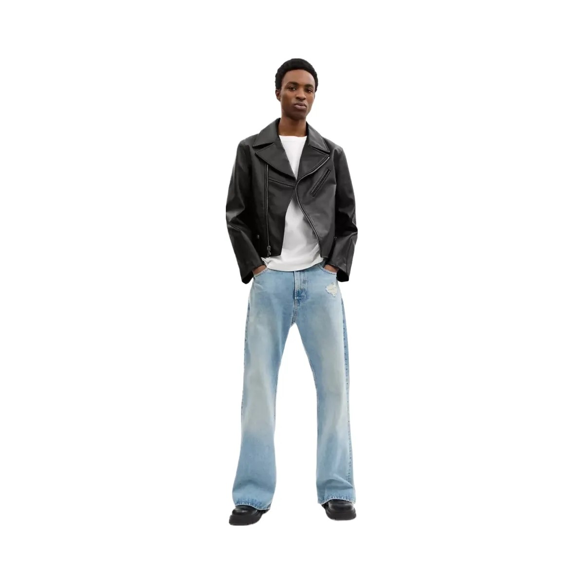 Coach Shrunken Leather Biker Jacket in Black - HypeFly India View 3