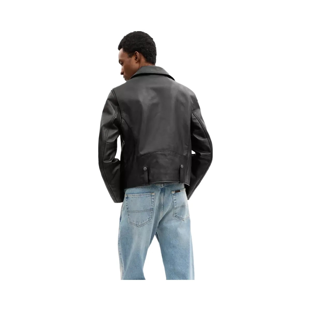 Coach Shrunken Leather Biker Jacket in Black - HypeFly India View 4
