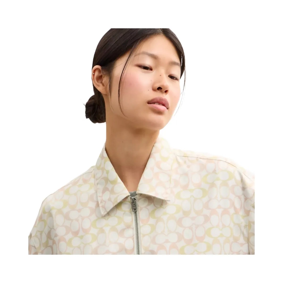 Coach Signature Blouson Windbreaker In Recycled Polyester in Pink Multi - HypeFly India View 4