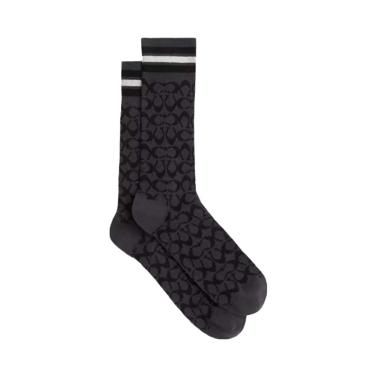 Coach Signature Calf Socks in Charcoal - HypeFly India View 1