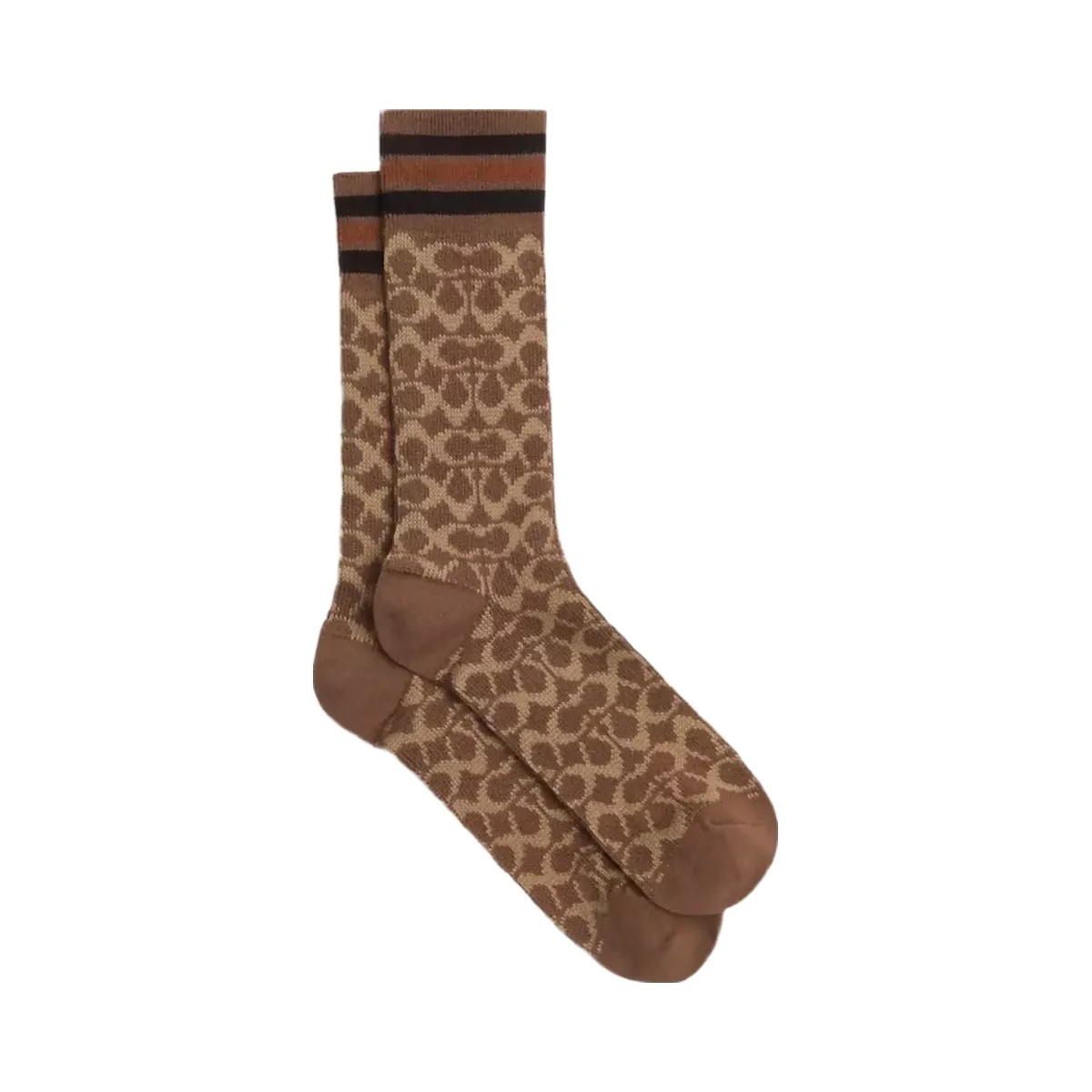 Coach Signature Calf Socks in Tan - HypeFly India View 1