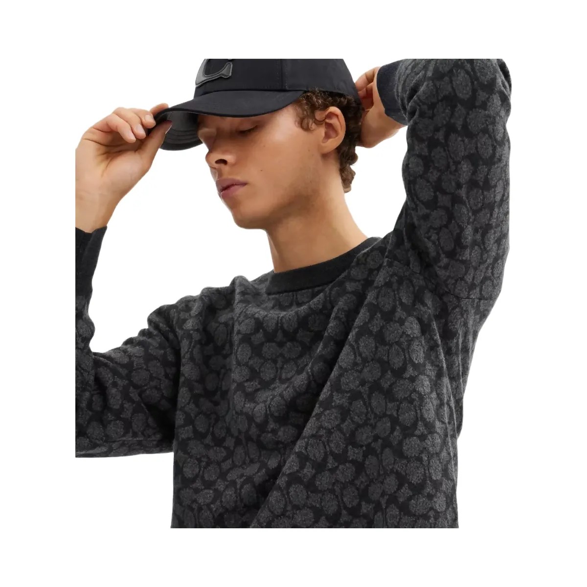 Coach Signature Crewneck Sweater in Charcoal Signature - HypeFly India View 6