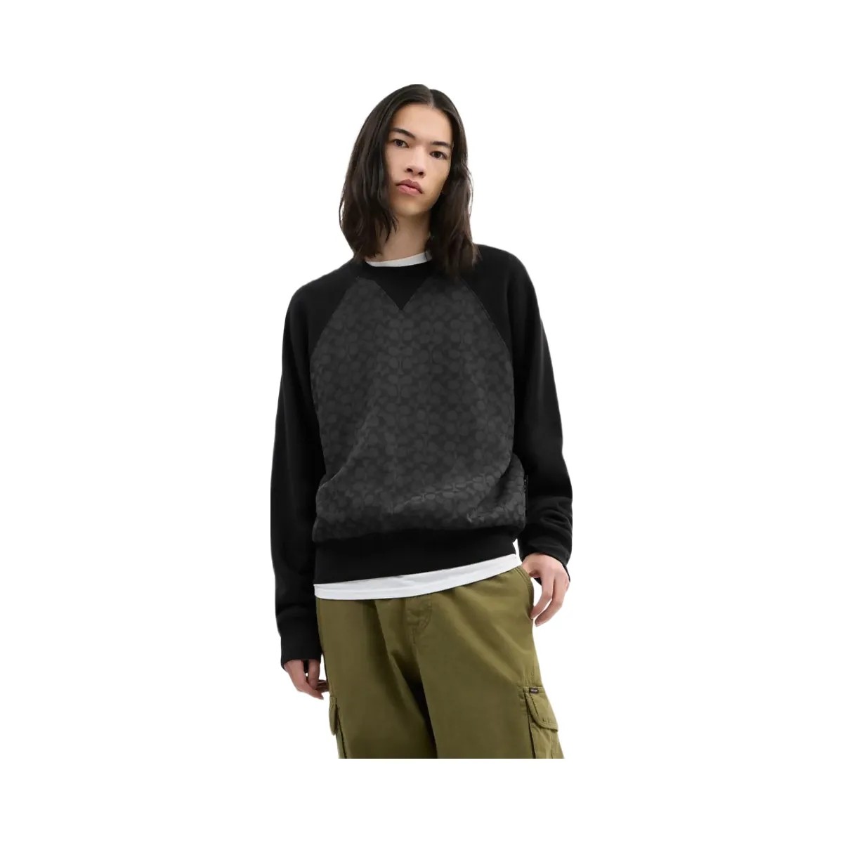 Coach Signature Crewneck Sweatshirt Charcoal Signature - HypeFly India View 2
