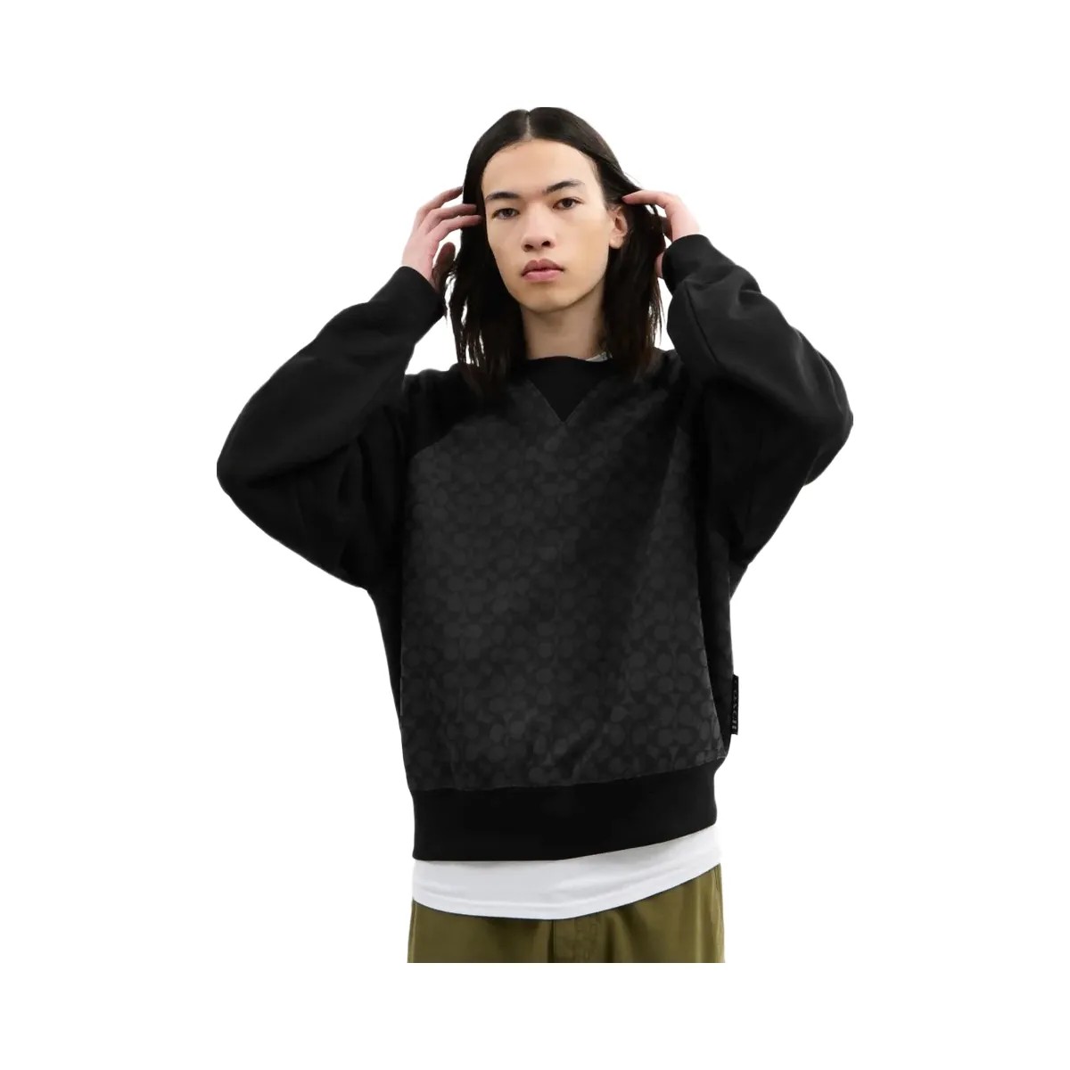 Coach Signature Crewneck Sweatshirt Charcoal Signature - HypeFly India View 4