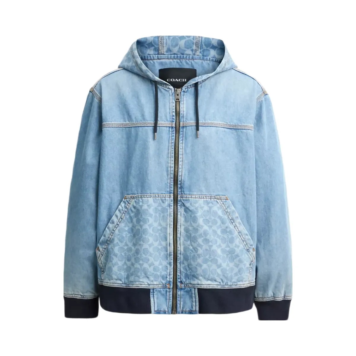 Coach Signature Denim Zip Jacket in Medium Wash - HypeFly India View 1
