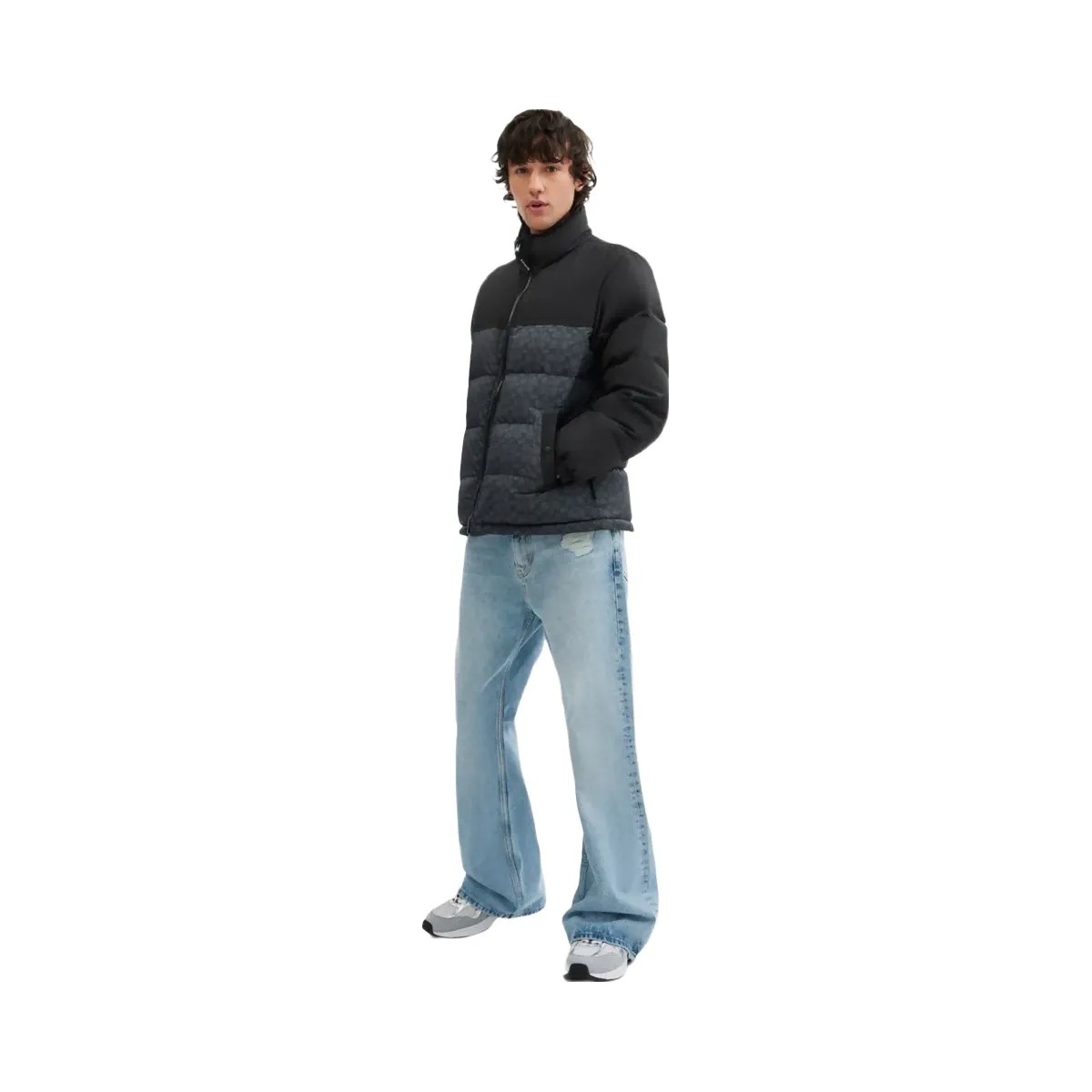 Coach Signature Down Jacket In Recycled Polyester Charcoal Signature - HypeFly India View 2