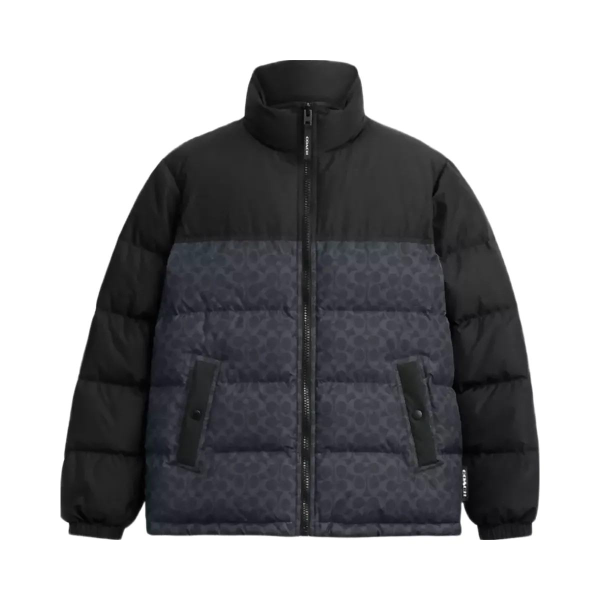 Coach Signature Down Jacket In Recycled Polyester in Charcoal Signature - HypeFly India View 1