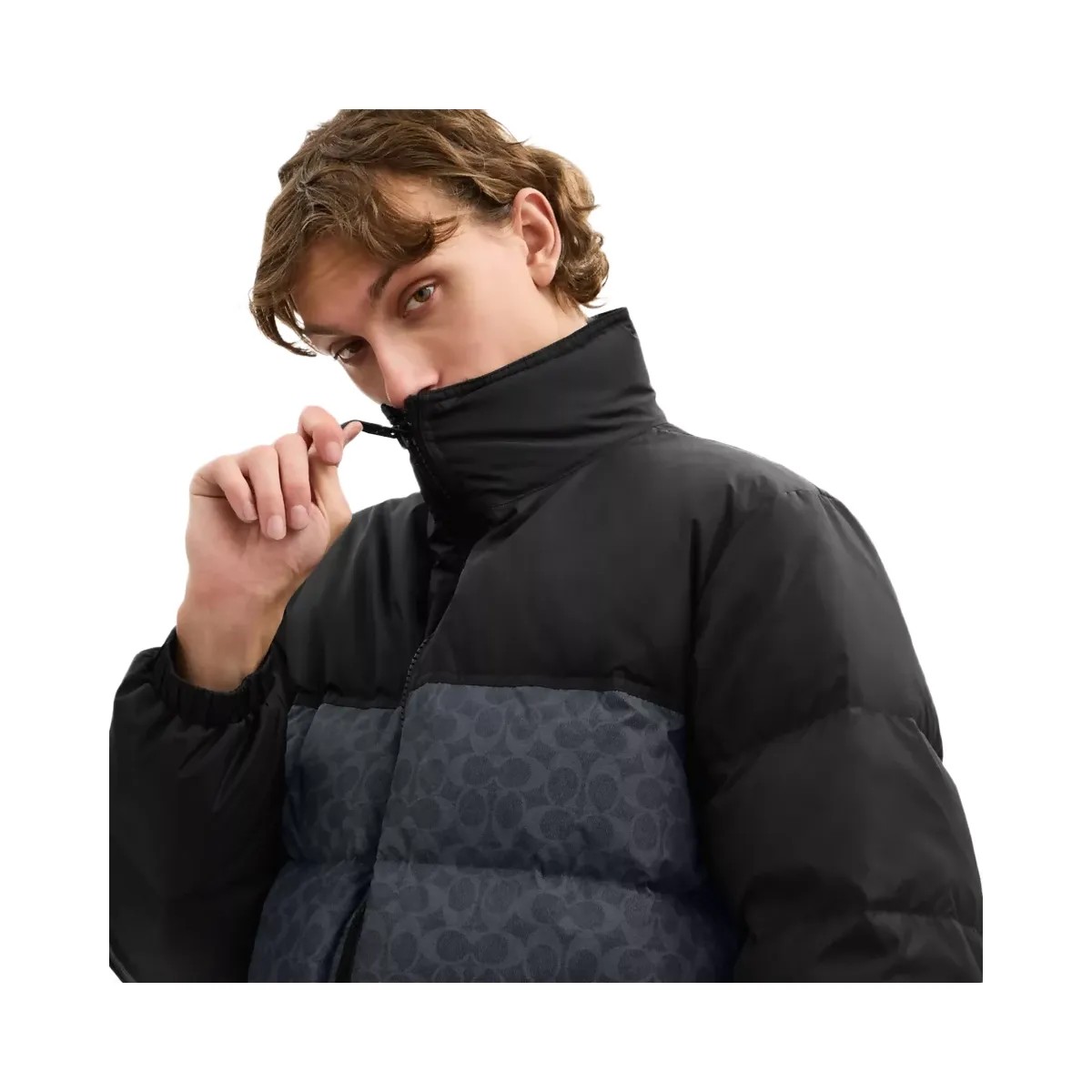 Coach Signature Down Jacket In Recycled Polyester in Charcoal Signature - HypeFly India View 4
