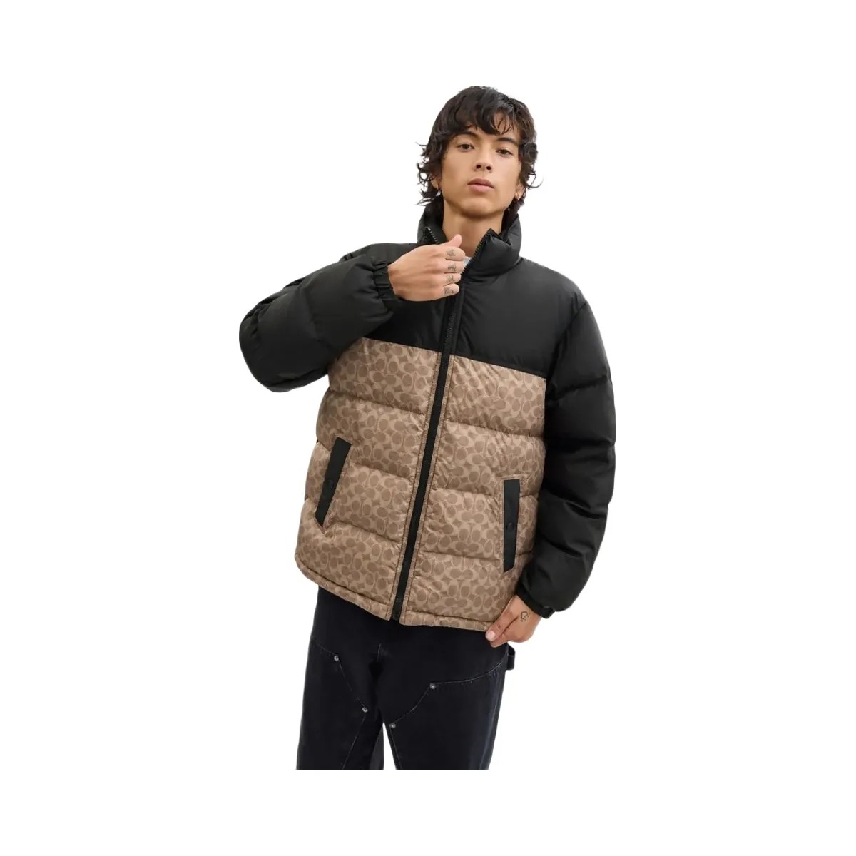 Coach Signature Down Jacket In Recycled Polyester Tan Signature - HypeFly India View 2
