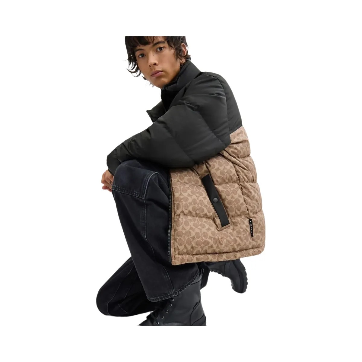 Coach Signature Down Jacket In Recycled Polyester Tan Signature - HypeFly India View 4