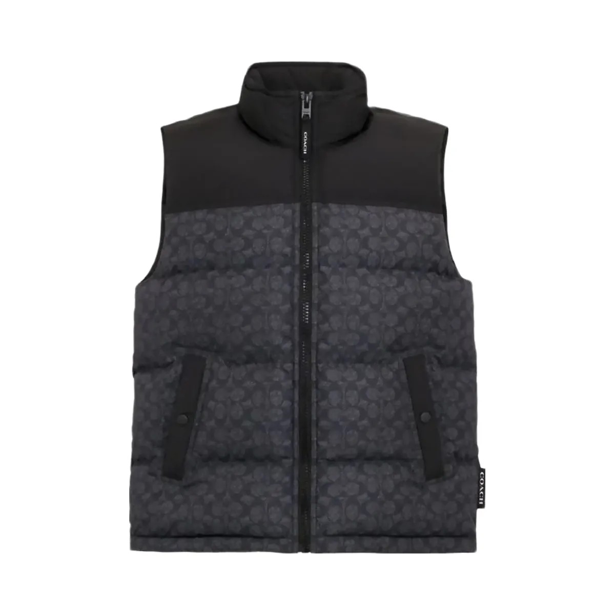 Coach Signature Down Vest In Recycled Polyester Charcoal Signature - HypeFly India View 1