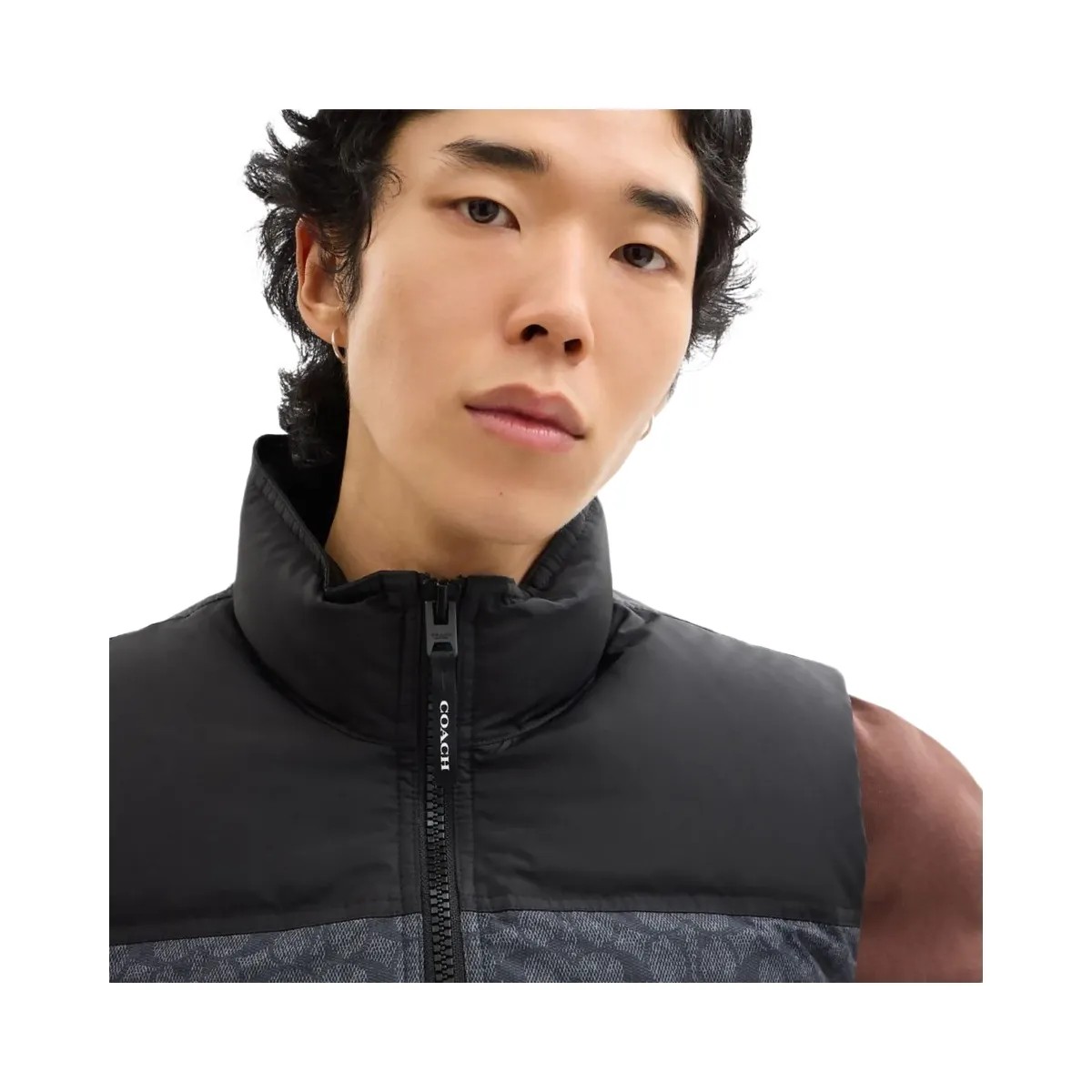 Coach Signature Down Vest In Recycled Polyester Charcoal Signature - HypeFly India View 4
