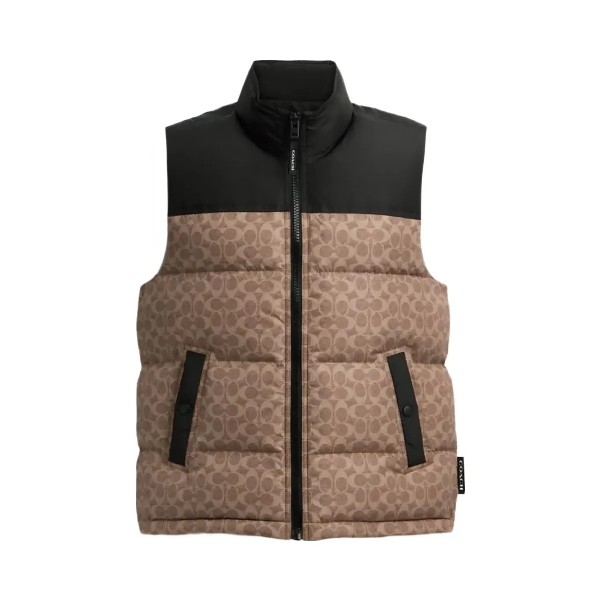 Coach Signature Down Vest In Recycled Polyester Tan Signature - HypeFly India View 1