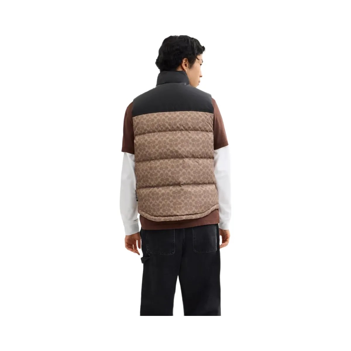 Coach Signature Down Vest In Recycled Polyester Tan Signature - HypeFly India View 3